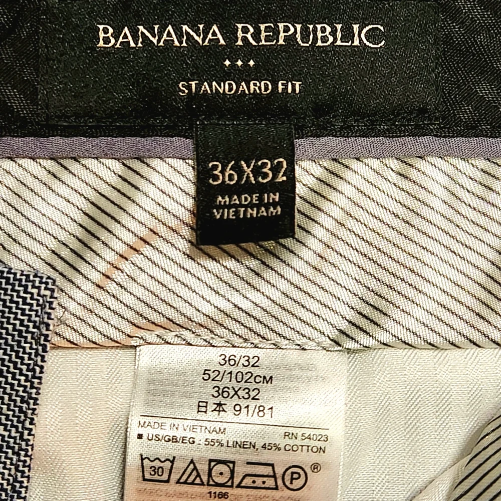 Banana Republic Standard Fit Linen Blend Trousers Size 36x32 Color Med Blue
